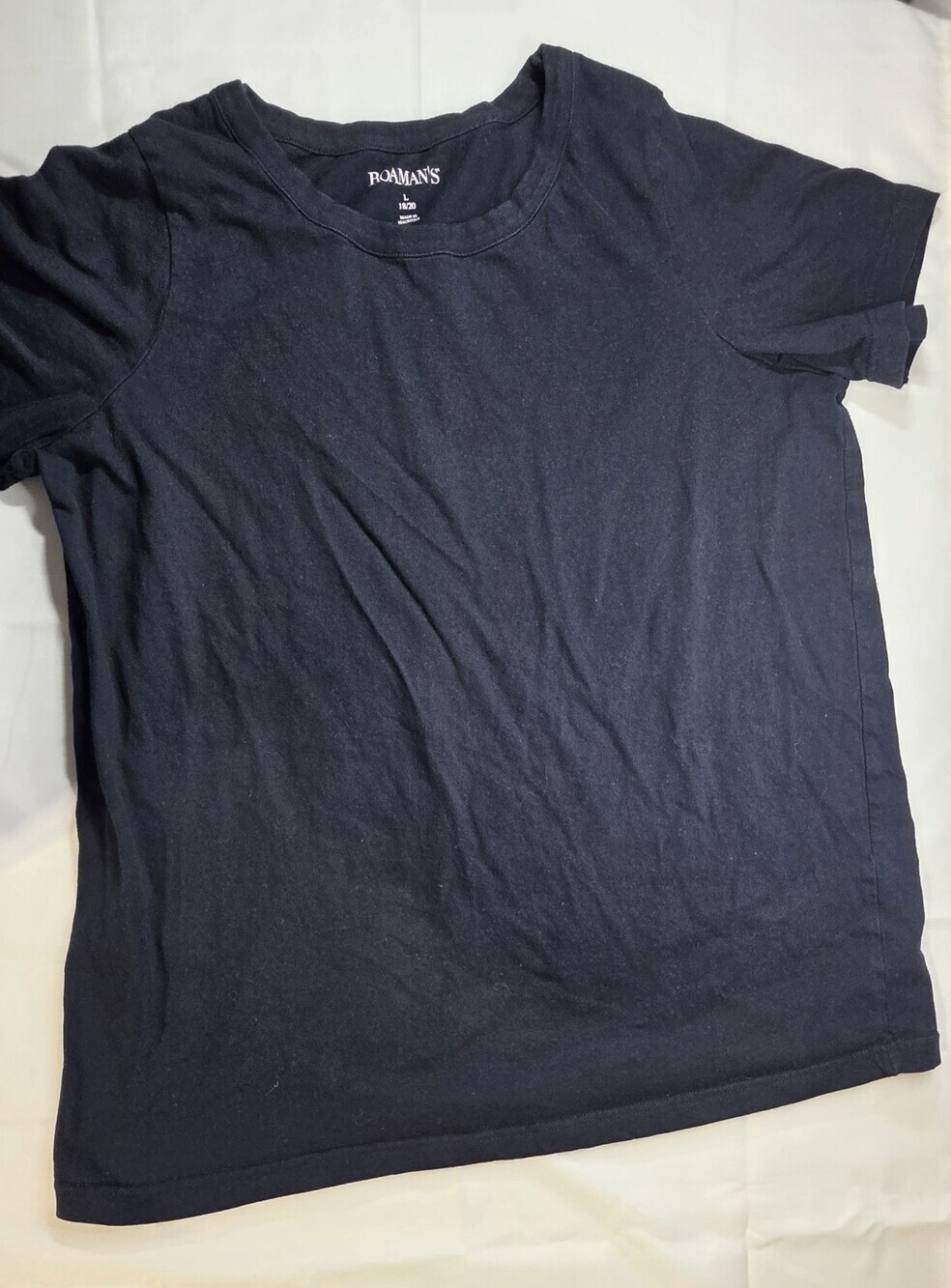 Roaman's T-Shirt Size Large 18/20 Black Short Sleeve Crewneck Top Sku 0365
